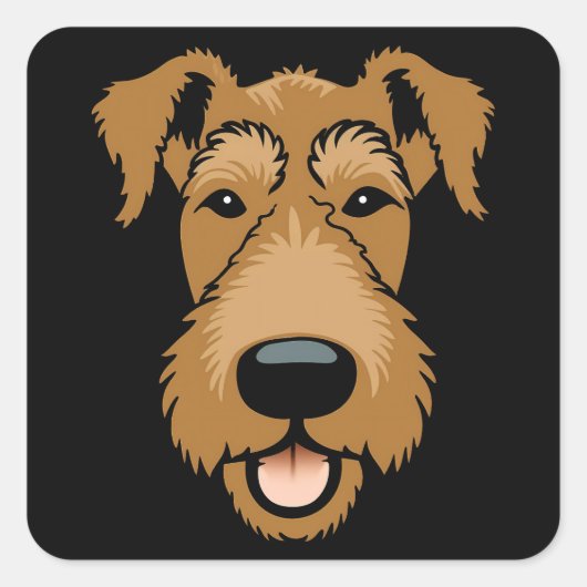 Airedale Terrierかわいいおもしろい漫画の子犬 スクエアシール (正面)