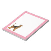 Airedale Terrierかわいい漫画の犬とピンクのハート ノートパッド (回転)