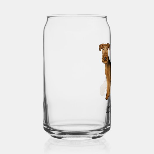 Airedale Terrierかわいい漫画の犬と名前をカスタムする ガラス缶 (右)