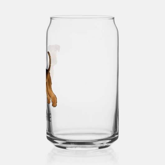 Airedale Terrierかわいい漫画の犬と名前をカスタムする ガラス缶 (左)