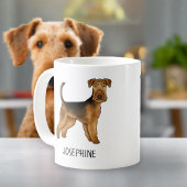 Airedale Terrierかわいい漫画の犬と名前をカスタムする コーヒーマグカップ
