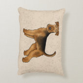 Airedale Terrierかわいい漫画の犬On Beige アクセントクッション (裏面(縦))