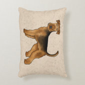 Airedale Terrierかわいい漫画の犬On Beige アクセントクッション (正面(垂直))