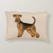 Airedale Terrierかわいい漫画の犬On Beige アクセントクッション (裏面)
