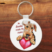Airedale Terrierが私のハートを保持 キーホルダー (正面)