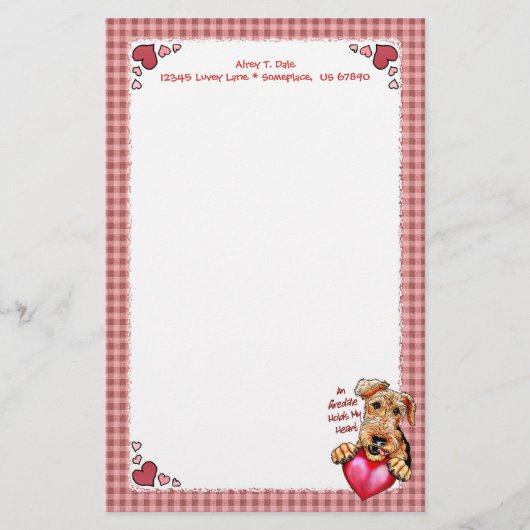 Airedale Terrierが私のハートバレンタインデーを保持 便箋 (正面)