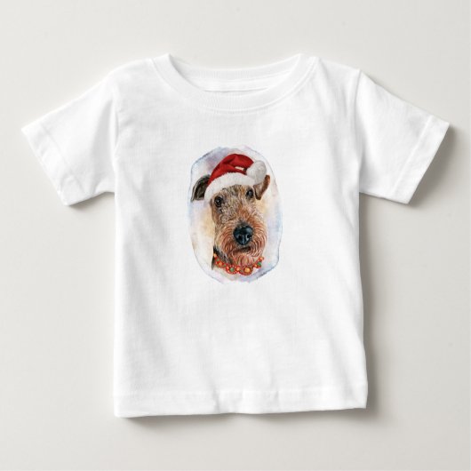Airedale Terrierクリスマスギフト愛犬家 ベビーTシャツ (正面)