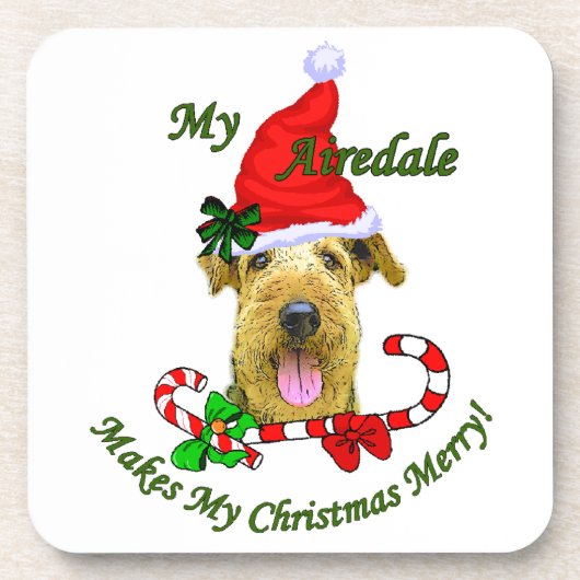 Airedale Terrierクリスマスギフト コースター (正面)