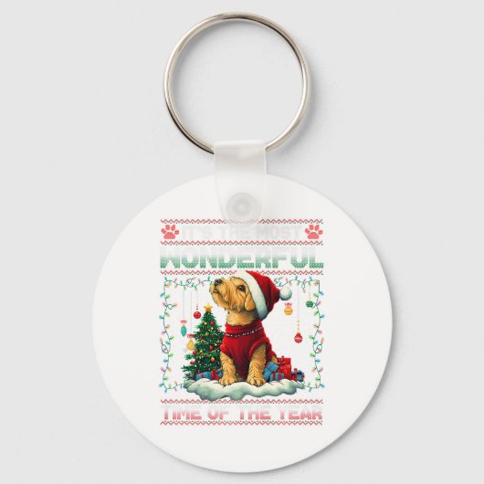 Airedale Terrierクリスマスツリー装飾ドッグロー キーホルダー (正面)