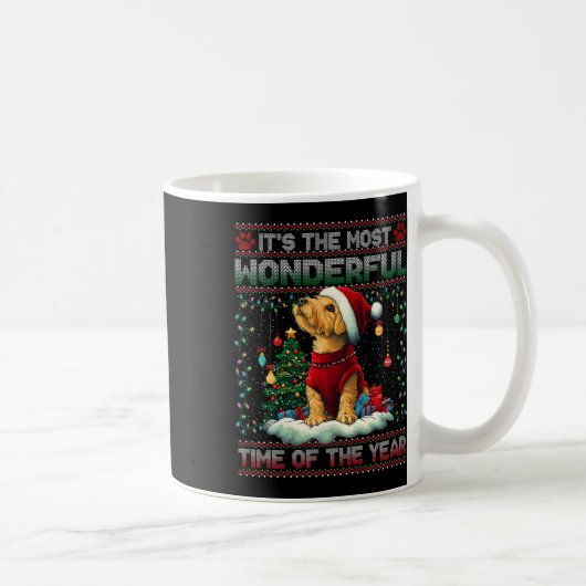Airedale Terrierクリスマスツリー装飾ドッグロー コーヒーマグカップ (右)