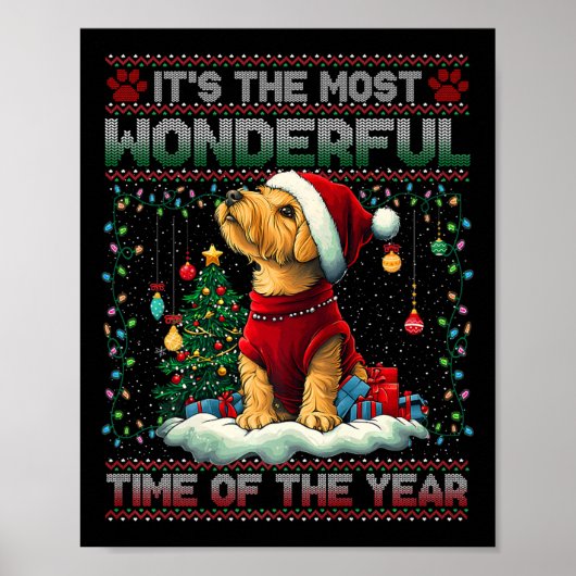 Airedale Terrierクリスマスツリー装飾ドッグロー ポスター (正面)