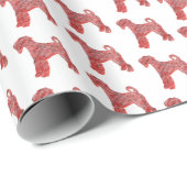 Airedale Terrierクリスマスドッグシルエットホワイト ラッピングペーパー (ロールコーナー)