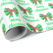 Airedale Terrierクリスマスドッグ&グリーンボウホワイト ラッピングペーパー (ロールコーナー)