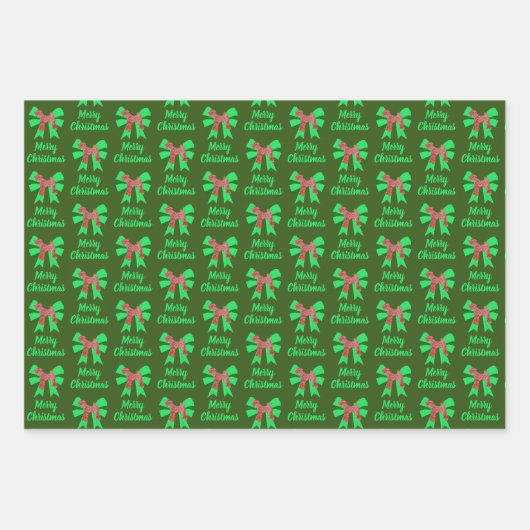 Airedale Terrierクリスマスドッグ&グリーンボウ ラッピングペーパーシート (正面2)