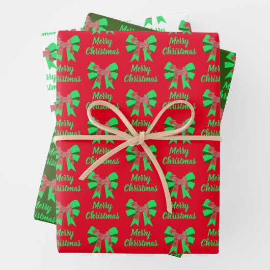 Airedale Terrierクリスマスドッグ&グリーンボウ ラッピングペーパーシート (インサイチュ)