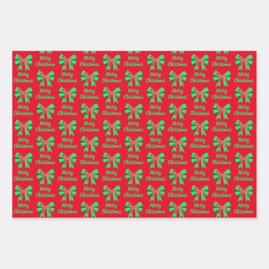 Airedale Terrierクリスマスドッグ&グリーンボウ ラッピングペーパーシート (正面)