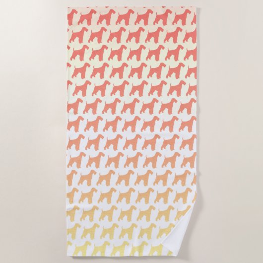 Airedale Terrierシルエットのパターン ビーチタオル (正面)