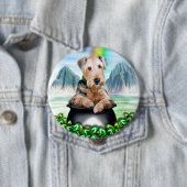 Airedale Terrierポットの金ゴールドボタン 缶バッジ (インサイチュ)