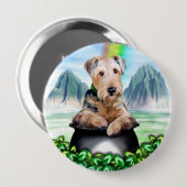 Airedale Terrierポットの金ゴールドボタン 缶バッジ (正面&裏面)