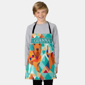 Airedale Terrier幾何学的パタカラフルーン エプロン (着用した状態)