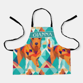 Airedale Terrier幾何学的パタカラフルーン エプロン