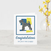 Airedale Terrier新しい子犬おめでとう カード (黄色い花)