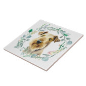 Airedale Terrier水彩リースセラミックタイル タイル (側面)