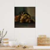 Airedale Terrier混合メディア ポスター (キッチン)