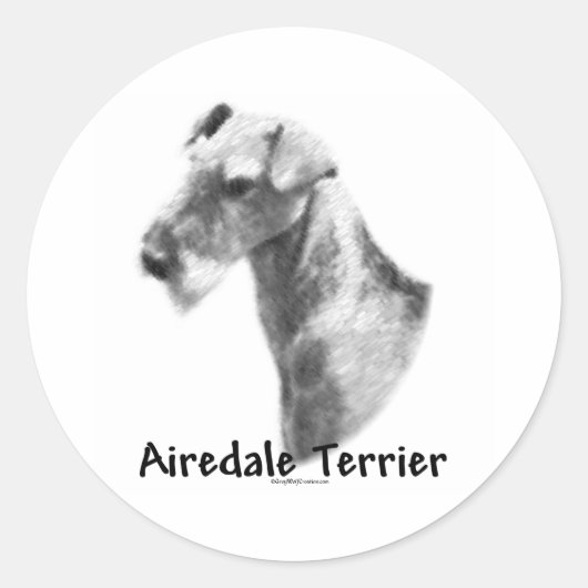 Airedale Terrier炭シール ラウンドシール (正面)