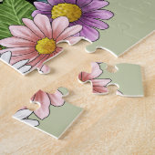 Airedale Terrier犬の頭の花カラフル緑 ジグソーパズル (側面)