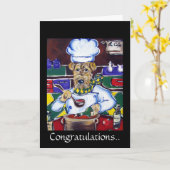 Airedale Terrier、おめでとうございますカード カード (黄色い花)