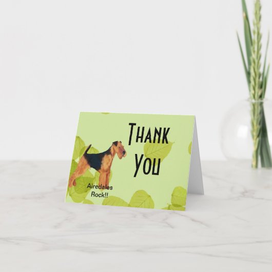 Airedale Terrier ～グリーン葉デザイン サンキューカード (正面)