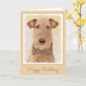 Airedale Terrier 絵画's – かわいいオリジナルアート カード (黄色い花)