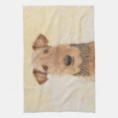 Airedale Terrier 絵画's – かわいいオリジナルアート キッチンタオル (縦)