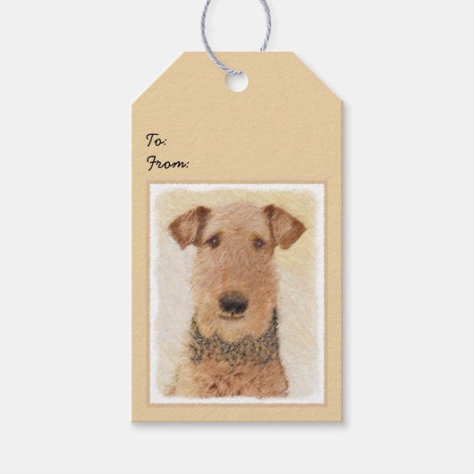 Airedale Terrier 絵画's – かわいいオリジナルアート ギフトタグ (正面)