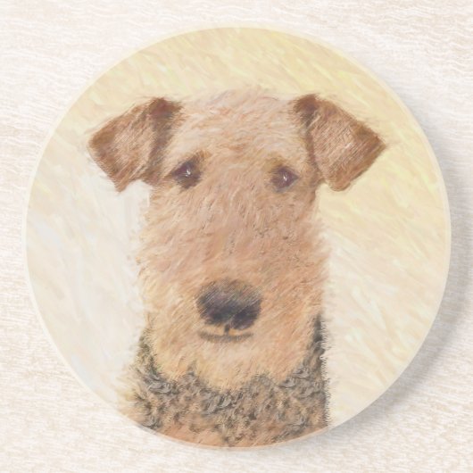 Airedale Terrier 絵画's – かわいいオリジナルアート コースター (正面)