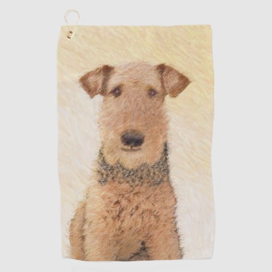Airedale Terrier 絵画's – かわいいオリジナルアート ゴルフタオル (正面)
