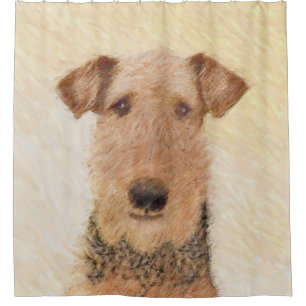 Airedale Terrier 絵画's – かわいいオリジナルアート シャワーカーテン