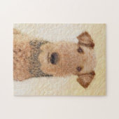 Airedale Terrier 絵画's – かわいいオリジナルアート ジグソーパズル (横)