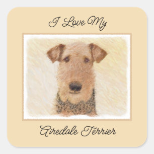 Airedale Terrier 絵画's – かわいいオリジナルアート スクエアシール
