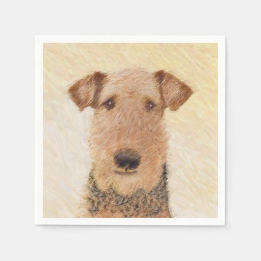 Airedale Terrier 絵画's – かわいいオリジナルアート スタンダードカクテルナプキン (正面)
