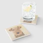 Airedale Terrier 絵画's – かわいいオリジナルアート ストーンコースター (横)