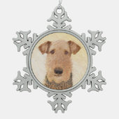 Airedale Terrier 絵画's – かわいいオリジナルアート スノーフレークピューターオーナメント (正面)