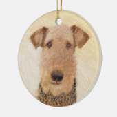 Airedale Terrier 絵画's – かわいいオリジナルアート セラミックオーナメント (左)