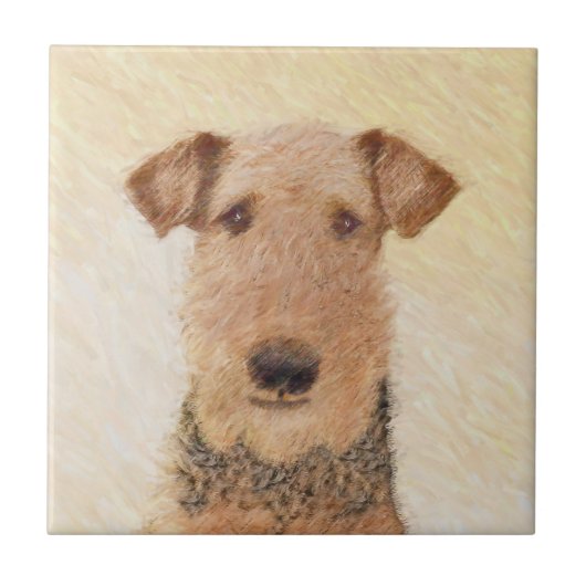 Airedale Terrier 絵画's – かわいいオリジナルアート タイル (正面)