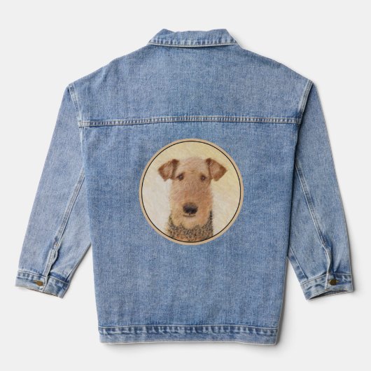Airedale Terrier 絵画's – かわいいオリジナルアート デニムジャケット (裏面)