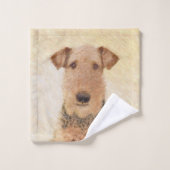 Airedale Terrier 絵画's – かわいいオリジナルアート バスタオルセット (ウォッシュタオル)