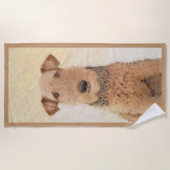 Airedale Terrier 絵画's – かわいいオリジナルアート ビーチタオル (正面)