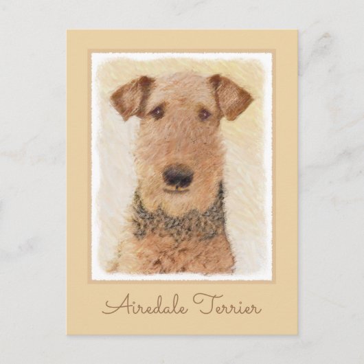 Airedale Terrier 絵画's – かわいいオリジナルアート ポストカード (正面)