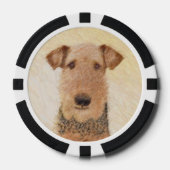 Airedale Terrier 絵画's – かわいいオリジナルアート ポーカーチップ (正面)